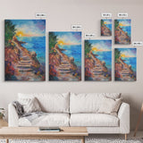Coastal Path, landscape painting, nautical wall art, above sofa art, rustic decor, ocean view art, textured painting, canvas print