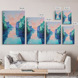 Sunset Lake Painting, landscape painting, pink orange wall art, moody art, lake Tahoe art, framed canvas print, minimalist art