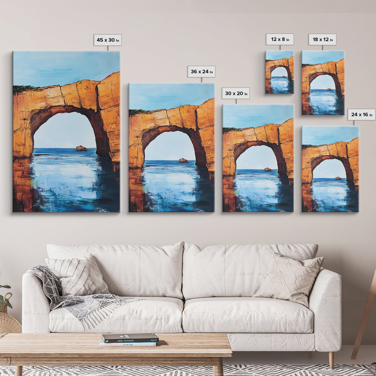 Ocean Arch, coastal painting, seascape painting, nautical decor, beach house art, extra wide art, framed canvas print, wall decor