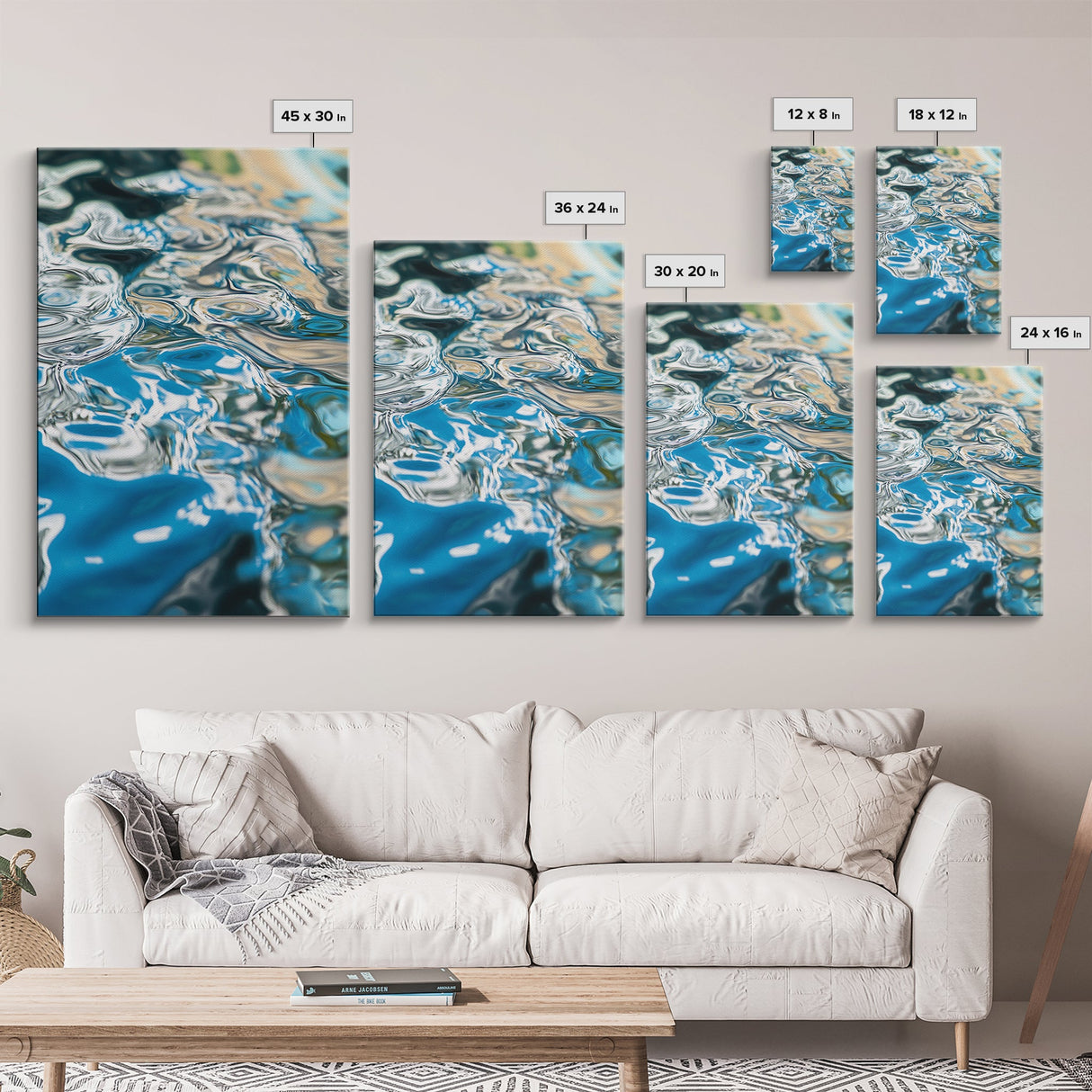 Water Reflection, abstract art, teal wall art, coastal decor, wabi sabi art, minimalist art, framed canvas print, wall decor