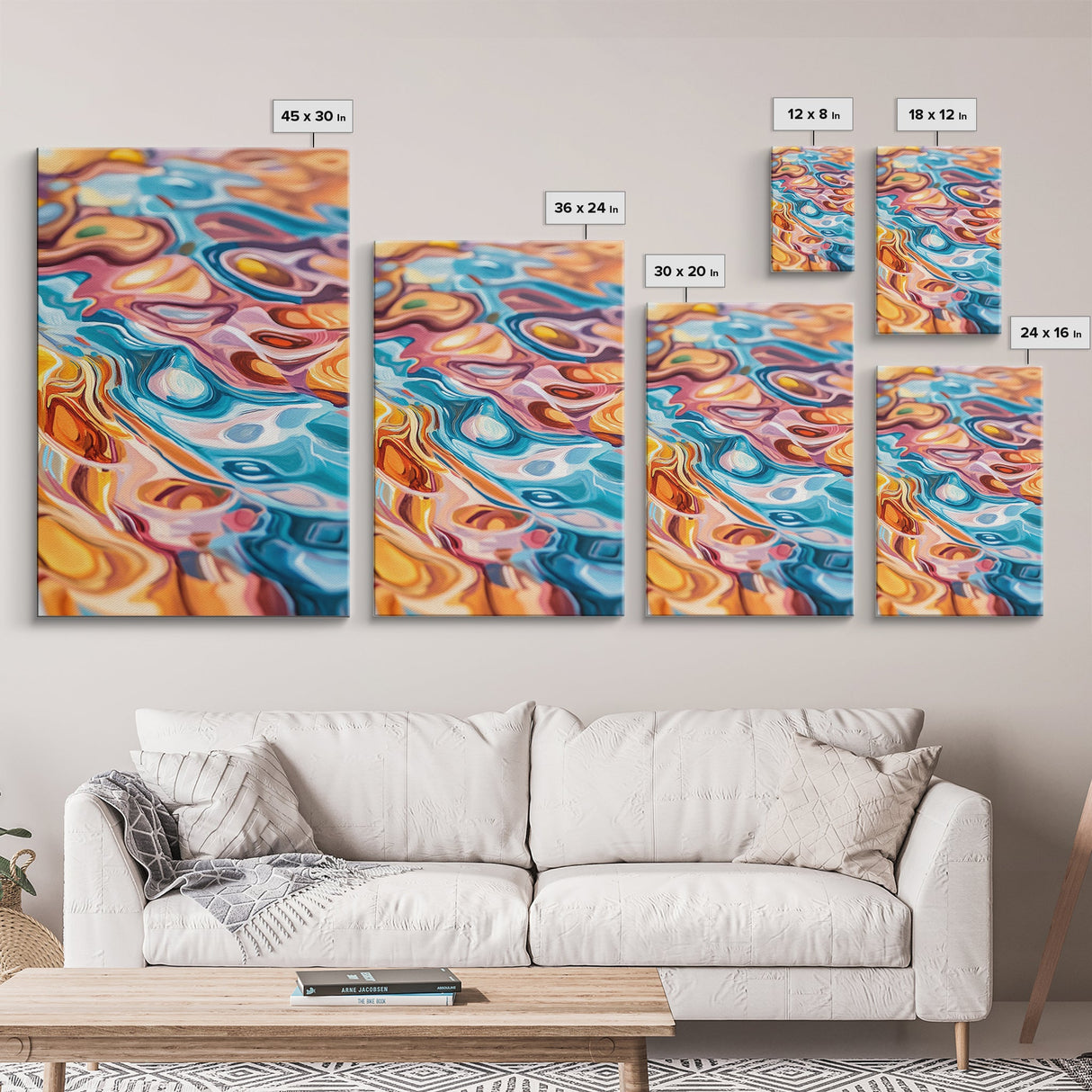 Abstract Swirls, Colorful Wall Art, Canvas Print, Geometric Art, Teal Wall Art, Whimsical Art, Psychedelic Painting, Modern Decor