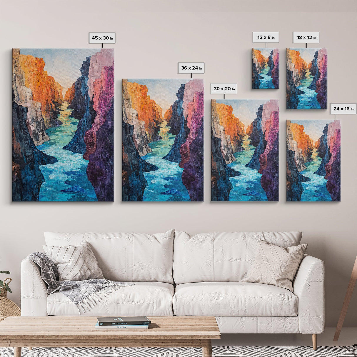 Canyon River, Southwest Wall Art, Canvas Print, Landscape Painting, Rustic Decor, Adventure Art, Moody Art, Tall Narrow Art