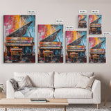 Abstract Piano Art, Music Wall Decor, Colorful Instrument Painting, Moody Art, Living Room Wall Art, Canvas Print, Gift Idea