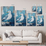 Seagull Portrait Framed Canvas Print Coastal Bird Painting, Nautical Wall Art, Beach House Decor, Ocean Wildlife Artwork, Summer Gift