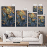 Golden Stag, Mystical Forest, Fantasy Animal Art, Sacred Geometry Wall Art, Rustic Wall Art, Living Room Art, Canvas Print, Gift Idea
