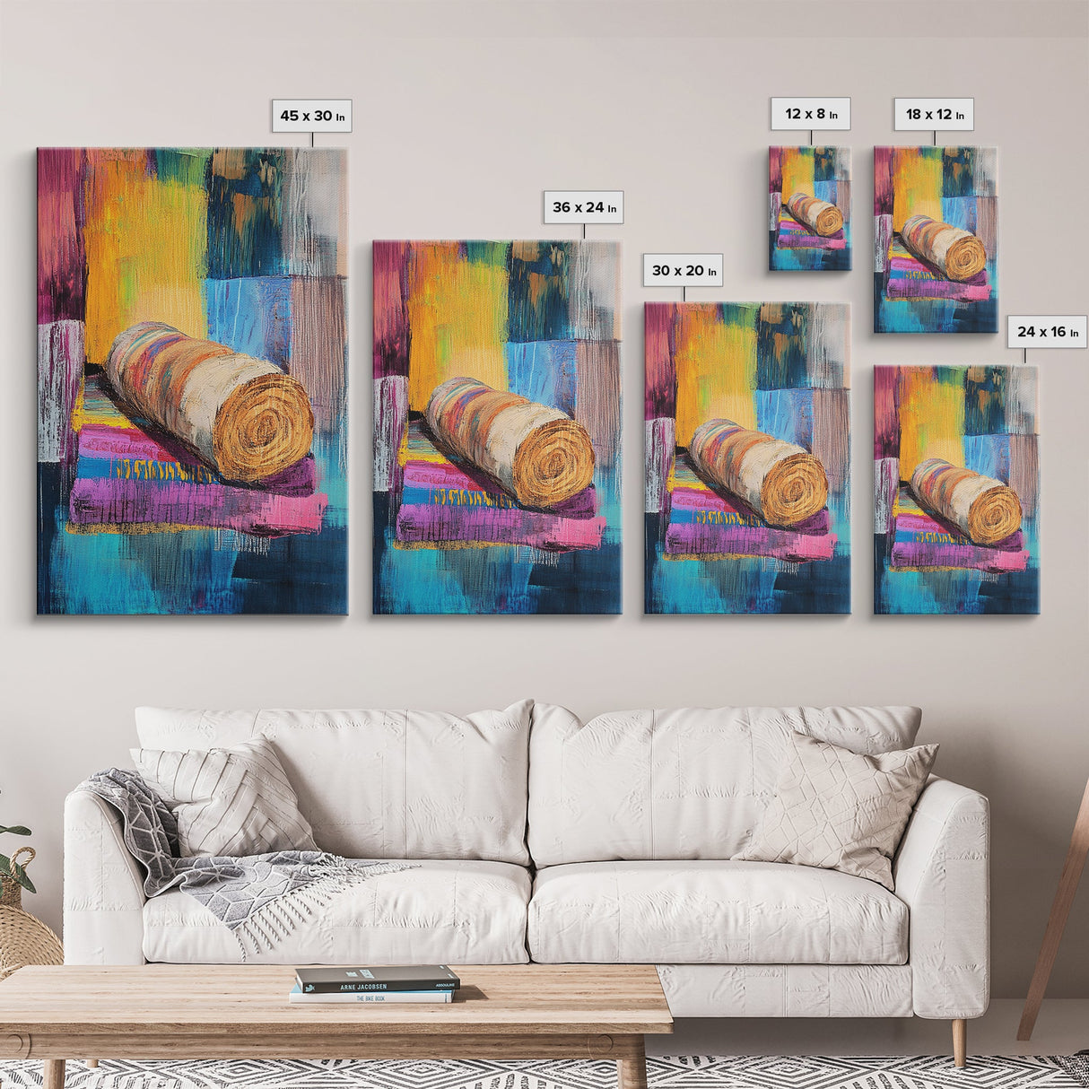 Abstract Roll, Wabi Sabi Art, Modern Abstract Art, Geometric Wall Art, Colorful Art, Minimalist Art, Canvas Print, Gift Idea