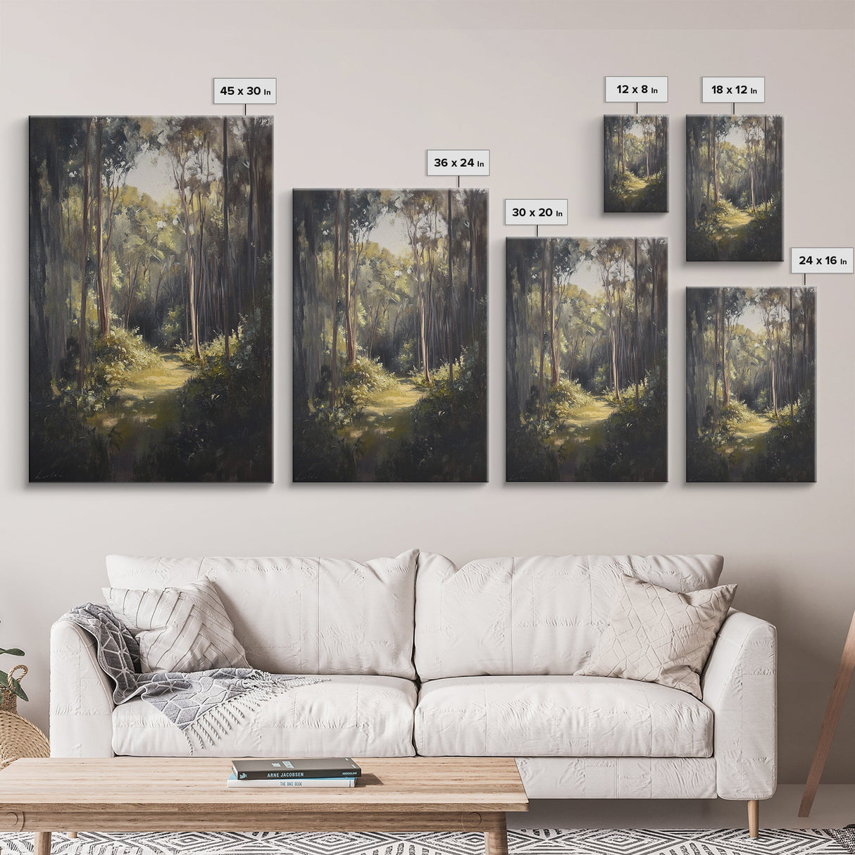 Tranquil Forest Path Framed Canvas Print Nature Wall Art, Rustic Woodland Decor, Cabin Aesthetic, Living Room Art, Autumn Home Style