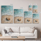 Serene Beach Stone Canvas Print Tranquil Ocean Art, Coastal Zen Wall Decor, Relaxing Beach House Style, Minimalist Seascape Painting