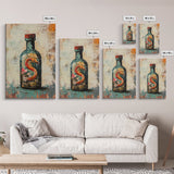 Snake in Bottle Canvas Print Dark Fantasy Art, Mysterious Wall Decor, Surrealism Artwork, Eclectic Home Decor, Gothic Wall Art