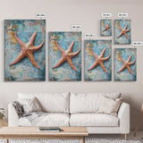 Starfish Texture Coastal Canvas Print, Beach House Decor, Ocean Wall Art, Nautical Artwork, Textured Beach Art, Coastal Living Room Art
