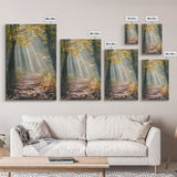 Sunlit Autumn Forest Path Canvas Print, Fall Wall Art, Nature Photography Print, Cozy Home Decor, Rustic Living Room Art, Cabin Wall Art