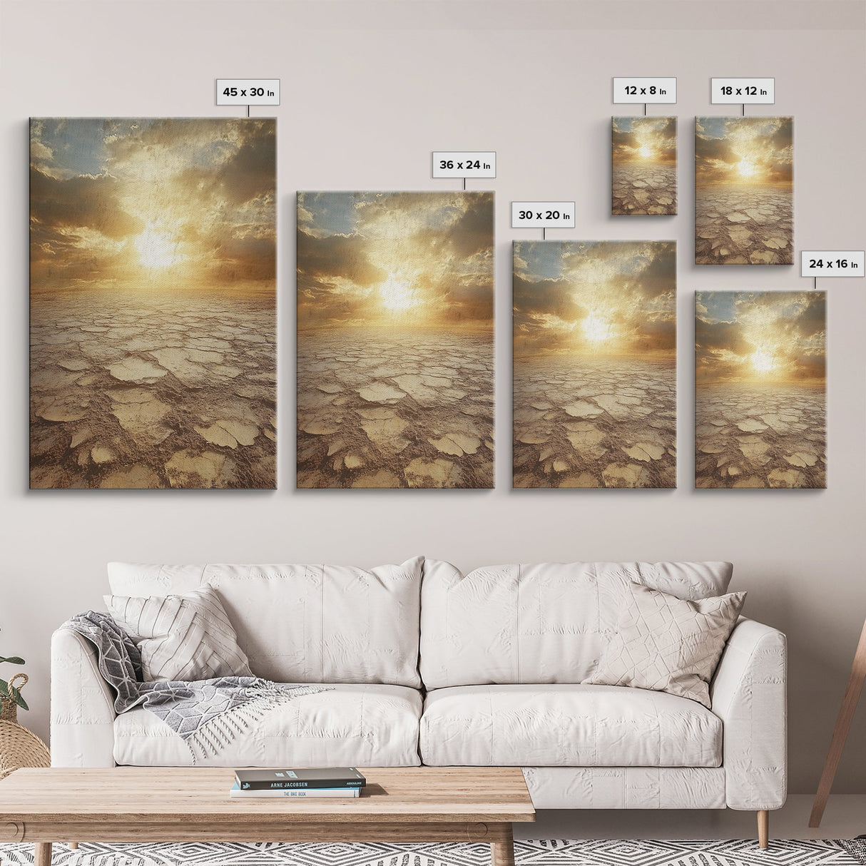 Golden Desert Sunrise Canvas Print, Southwest Wall Art, Nature Photography, Minimalist Landscape Art, Earthy Home Decor, Living Room Art