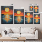 Sunset Reflection Framed Canvas Print | Beach Wall Art | Coastal Sunset Painting | Modern Home Decor | Large Wall Art | Gift Idea