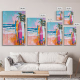 Surfboards Beach Canvas Print | Tropical Wall Art | Coastal Home Decor | Boho Surf Painting | Summer Vibes | Ocean Lovers Gift