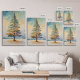 Winter Pine Tree Canvas Print Seasonal Landscape Art Snowy Forest Painting Nature Wall Art Christmas Home Decor Cozy Living Room