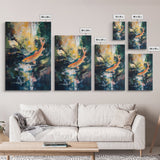 Abstract Koi Fish Painting Canvas Print Vibrant Water Art Modern Home Decor Zen Wall Art Office Nature Art Gift Meditation Artwork