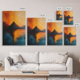 Volcano Eruption Landscape Framed Canvas Print Fiery Nature Wall Art Dramatic Sunset Mountain Scene Living Room Statement Piece