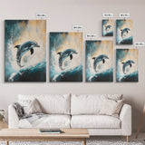 Jumping Dolphin, Dolphin Painting, Coastal Decor, Nautical Painting, Seascape Art, Ocean Art, Canvas Print, Gift Idea