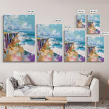 Ocean Pier, Coastal Landscape Art, Seascape Painting, Nautical Decor, Beach Wall Art, Living Room Art, Canvas Print, Gift Idea