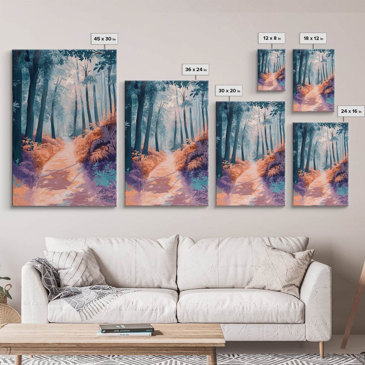 Enchanted Forest Path Framed Canvas Print | Mystical Woodland Art | Fantasy Landscape Painting | Nature Lover Wall Decor