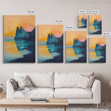 Sunset Cliff, Coastal Landscape Art, Seascape Painting, Ocean Wall Art, Living Room Art, Above Sofa Art, Framed Canvas Print