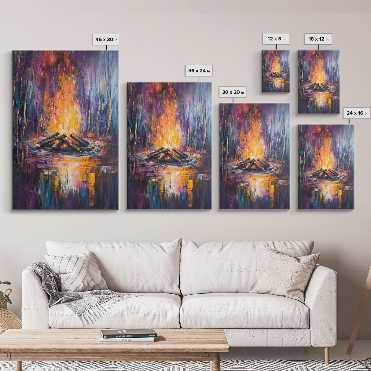 Moody Campfire, Dark Romance Painting, Firelight Art, Abstract Fire Painting, Cozy Home Decor, Rustic Art, Framed Canvas Print