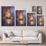 Moody Campfire, Dark Romance Painting, Firelight Art, Abstract Fire Painting, Cozy Home Decor, Rustic Art, Framed Canvas Print