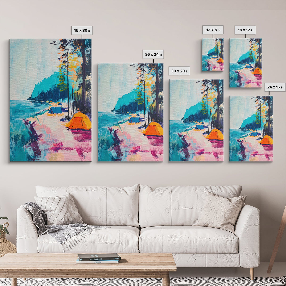 Coastal Camping, Joshua Tree Art, Coastal Cowgirl Wall Art, Outdoor Painting, Nautical Decor, Above Sofa Art, Canvas Print