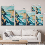Coastal Cliffs, Nautical Painting, Seascape Painting, Rustic Decor, Extra Wide Art, Above Bed Wall Art, Framed Canvas Print