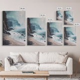 Stormy Coast, Dark Romance Painting, Moody Art, Seascape Painting, Ocean Landscape, Above Couch Art, Framed Canvas Print