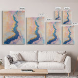 River Gold, gemstone painting, abstract landscape painting, pastel wall art, wabi sabi wall art, Framed Canvas Print, gift idea for her