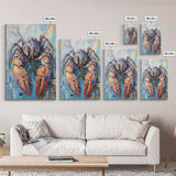 crayfish painting, rustic wall art, framed canvas print, nautical decor, seafood kitchen art, Maine oil painting, farmhouse art