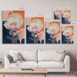 Floral Moon, Wildflower Painting, Pink Orange Wall Art, Light Pink Wall Art, Botanical Prints, Canvas Print, Gift Idea, Boho Art