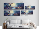 Enchanted Forest Stream Canvas Print Fantasy Landscape Wall Art Mystical Nature Decor Living Room Artwork Whimsical Tree Art