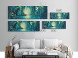 Magical Forest Lake Framed Canvas Print Fantasy Nature Wall Art Mystical Greenery Home Decor Living Room Office Gift