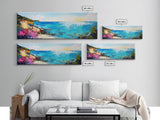 Coastal Cliffside Beauty Framed Canvas Print Impressionist Ocean Wall Art Vibrant Seaside Home Decor Living Room Gift