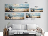 Adirondack Chair Beach Scene, Serene Coastal Landscape Art, Ocean View Wall Decor, Tranquil Bedroom, Framed Canvas Print