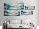 Tropical Beach Paradise Framed Canvas Print, Vibrant Ocean Wall Art, Hawaii Sunset Painting, Coastal Living Room Decor, Relaxing Art