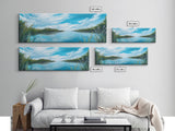 Tranquil River Landscape Art, Serene Water Painting, Nature Wall Decor, Blue Green Home Decor, Modern Office Wall Art