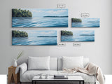 Tranquil Lake Scene, Peaceful Water Reflection Art, Minimalist Landscape, Blue Wall Art, Relaxing Office Decor, Large Wall Art