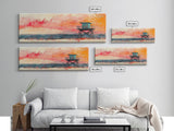 Lifeguard Tower Beach Art, Vibrant Coastal Sunset Painting, Colorful Ocean Wall Decor, Modern Beach House Art, Living Room Wall Art