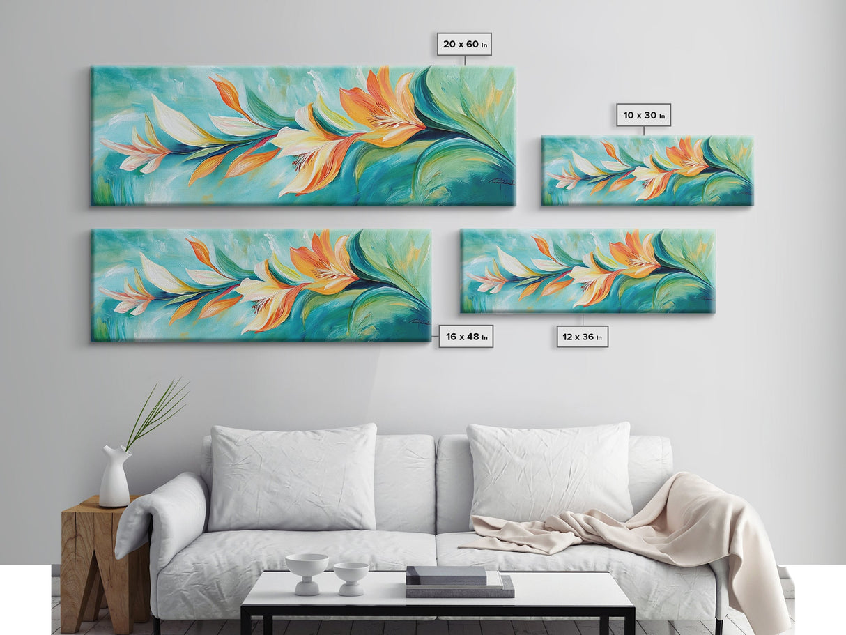 Tropical Floral Art, Vibrant Botanical Painting, Boho Nature Wall Decor, Bright Summer Home Decor, Bedroom or Living Room Art