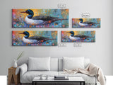 Vibrant Loon Art Framed Canvas Print Wildlife Decor Living Room Wall Art Colorful Bird Painting Modern Boho Home Accent Nature Gift