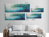 Mystical Tree Art Canvas Print Blue Abstract Nature Wall Decor Dreamy Coastal Artwork Living Room or Bedroom Accent Minimalist Boho