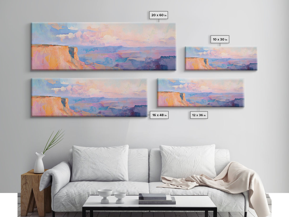 Grand Canyon Painting Canvas Print Desert Landscape Wall Art Southwest Home Decor Pastel Earth Tone Artwork Living Room or Office Accent