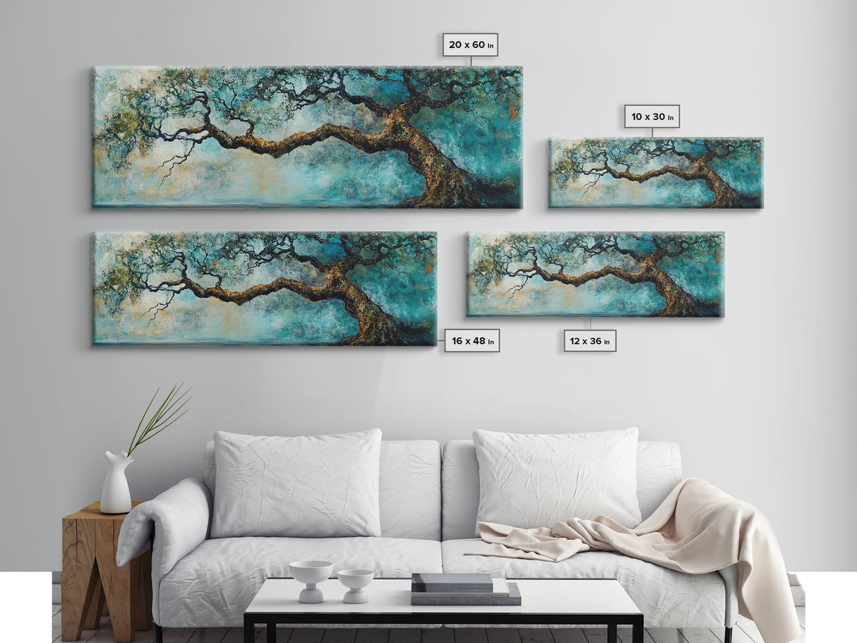 Ancient Oak Tree Framed Canvas Print - Moody Nature Wall Art, Dreamy Landscape Painting, Rustic Living Room Decor, Boho Tree Artwork