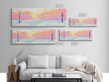 Sunset Beach Volleyball Painting, Pastel Ocean Sports Art, Fun Summer Wall Decor, Playful Living Room, Framed Canvas Print