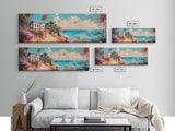 Tropical Beach Canvas Print Coastal House Painting, Palm Tree Art, Vibrant Seaside Wall Decor, Summer Home Decor, Living Room Art