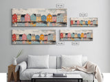 Coastal Village Houses Framed Canvas Print Colorful Seaside Town Painting Rustic Home Wall Art Nautical Decor Large Wall Art