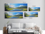 Scenic Lake Framed Canvas Print Nature Wall Art Peaceful Pond Painting Outdoor Retreat Decor Farmhouse Landscape Living Room Art